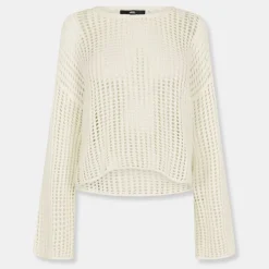 Vans Womens Mila Open Knit Crop Crew Marshmallo Knitted Top in White