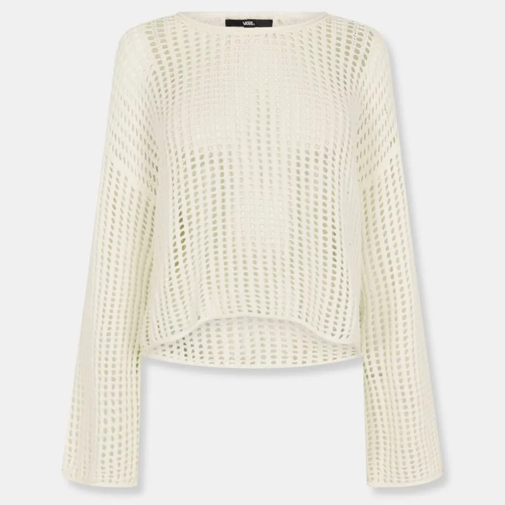 Vans Womens Mila Open Knit Crop Crew Marshmallo Knitted Top in White