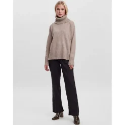 Vero Moda Doffy Cowl Neck Relaxed Fit Sweater in Beige