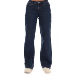 Vero Moda Elly Mid Rise Wide Leg Jeans in Dark Blue