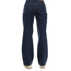 Vero Moda Elly Mid Rise Wide Leg Jeans in Dark Blue