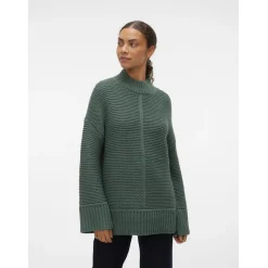 Vero Moda Miranda Funnel Neck Relaxed Fit Sweater in Green
