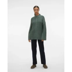Vero Moda Miranda Funnel Neck Relaxed Fit Sweater in Green