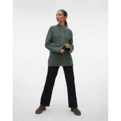 Vero Moda Miranda Funnel Neck Relaxed Fit Sweater in Green