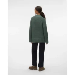 Vero Moda Miranda Funnel Neck Relaxed Fit Sweater in Green