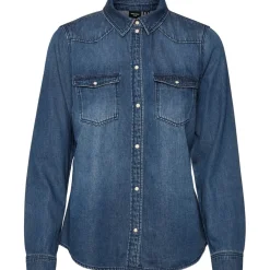 Vero Moda Regular Fit Long Sleeve Shirt in Blue