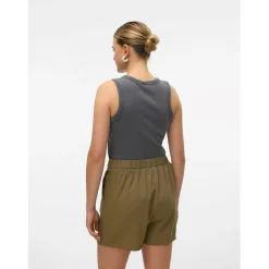 Vero Moda Slim Fit Crew Neck Ribbed Tank in Grey