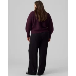 Vero Moda V-Neck Relaxed Fit Long Sleeve Sweater in Purple