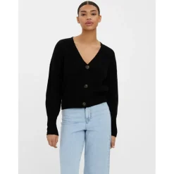 Vero Moda V-Neck Relaxed Fit Long Sleeve Sweater in Black
