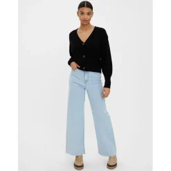 Vero Moda V-Neck Relaxed Fit Long Sleeve Sweater in Black