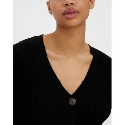 Vero Moda V-Neck Relaxed Fit Long Sleeve Sweater in Black