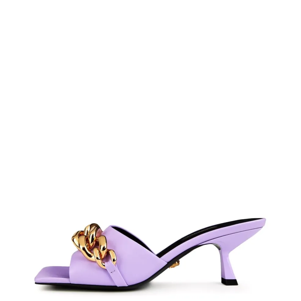 Versace Chain Slides Mule in Black