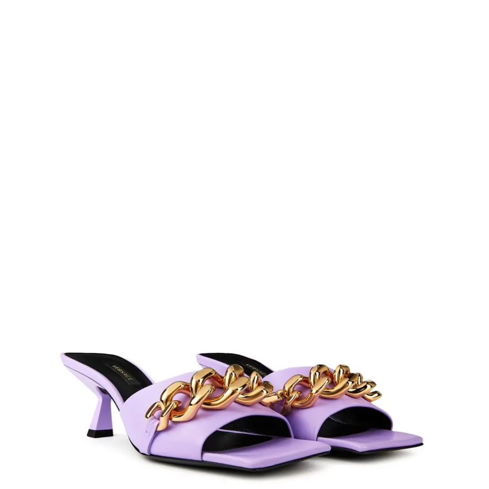 Versace Chain Slides Mule in Black