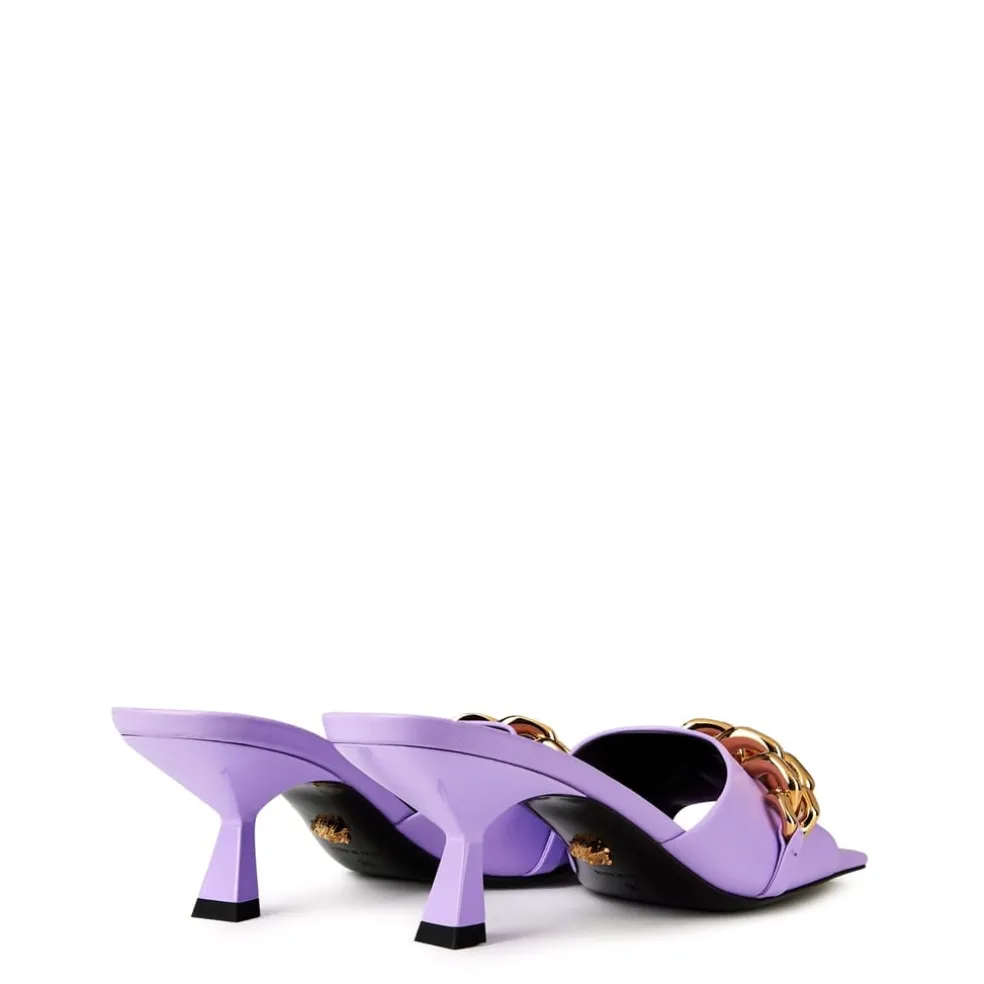 Versace Chain Slides Mule in Black