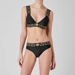 Versace Icon Tape Geometric Patterned Brief in Black