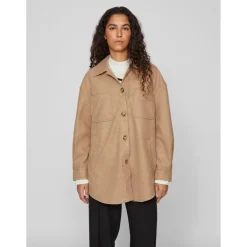 Vila Sleeve Shirt Jacket in Brown