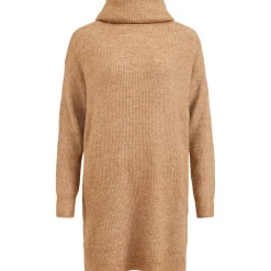 Vila Turtleneck Long Sleeve Relaxed Fit Sweater in Beige