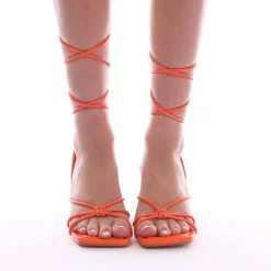 Wheres That From Mid High Strappy Heeled Sandals in Orange
