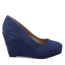 Wheres That From Platform Wedge Heel Court Shoes in Blue