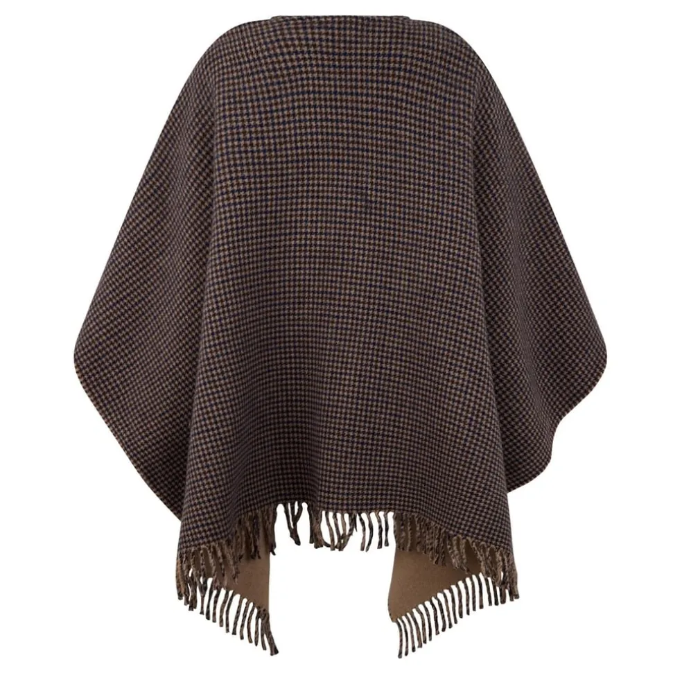 Woolrich V-Neck Wool Cape in Black