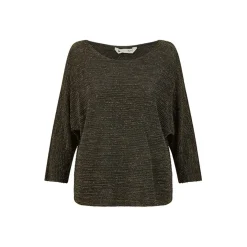 Yumi Boat Neck Relaxed Fit Blouse in Black