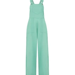 Yumi Mint Green Dungarees with Three Pockets in Green