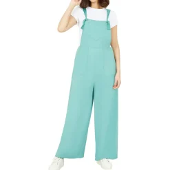 Yumi Mint Green Dungarees with Three Pockets in Green