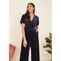 Yumi Sparkle Velvet Jumpsuit in Blue