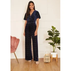 Yumi Sparkle Velvet Jumpsuit in Blue