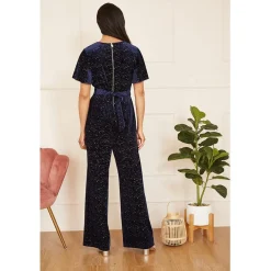 Yumi Sparkle Velvet Jumpsuit in Blue