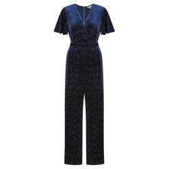 Yumi Sparkle Velvet Jumpsuit in Blue