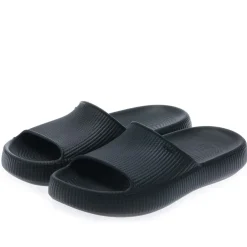 Zaxy Womens Leveza Slide Sandals in Black